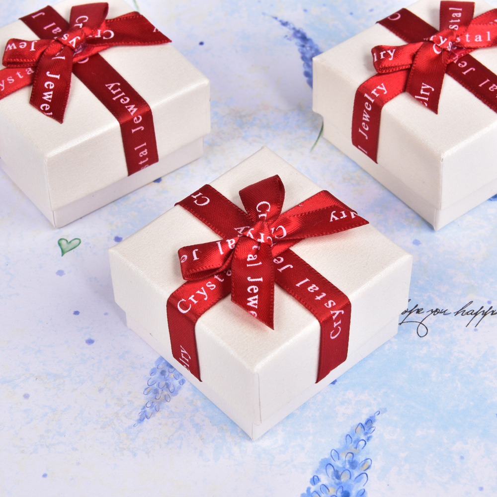 Factory Ring Box Stud Earrings Box Jewelry Box Red Bowknot Cover Carton Simple Packaging Customized Wholesale Factory Ring Box Stud Earrings Box Jewelry Box Red Bowknot Cover Carton Simple Packaging Customized Wholesale