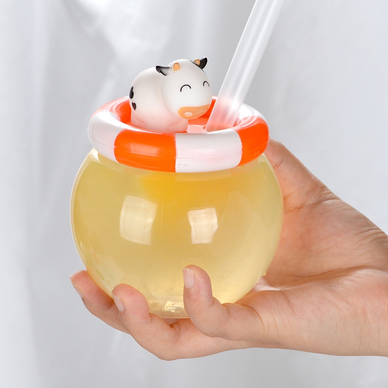 X23-2003 Disposable Cool Drinks Cup Milky Tea Cup Thickened Animal Cup New Upgraded Luminous Cup with Light