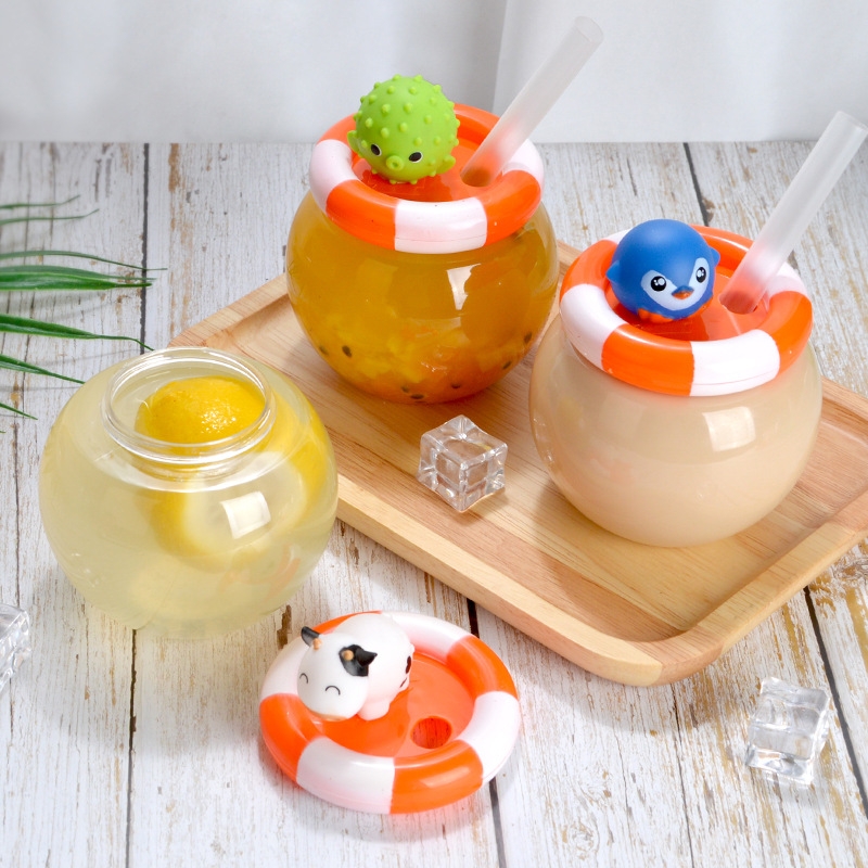 X23-2003 Disposable Cool Drinks Cup Milky Tea Cup Thickened Animal Cup New Upgraded Luminous Cup with Light