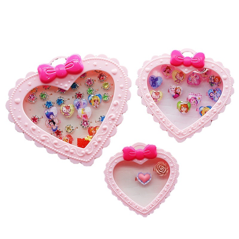 Wholesale Bow Tie Ring for Children 36 Pieces 24 Pieces 12 Pieces Ring Box Plastic New Materials in Stock