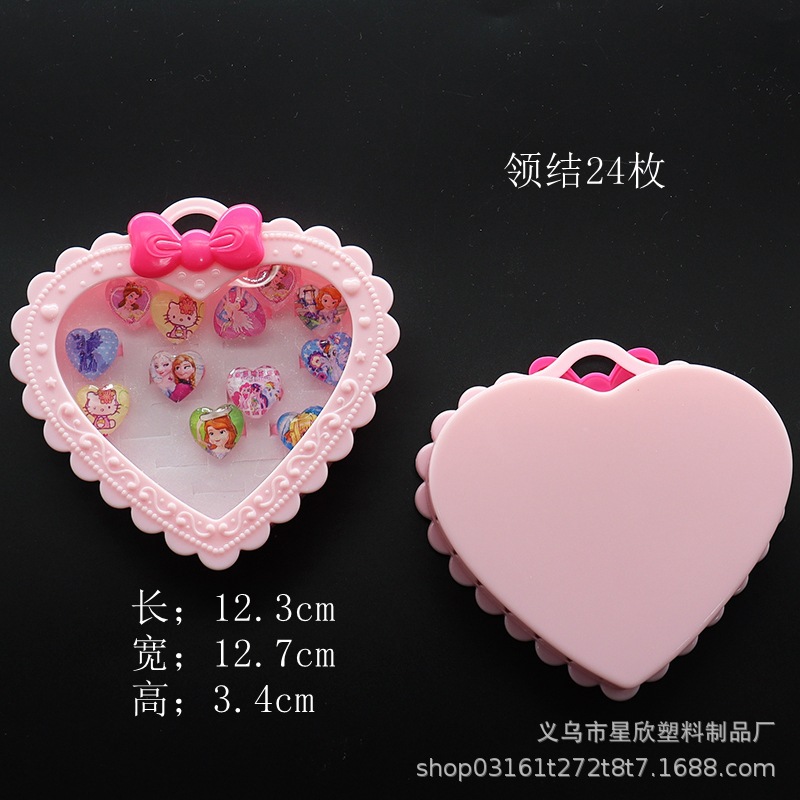 Wholesale Bow Tie Ring for Children 36 Pieces 24 Pieces 12 Pieces Ring Box Plastic New Materials in Stock