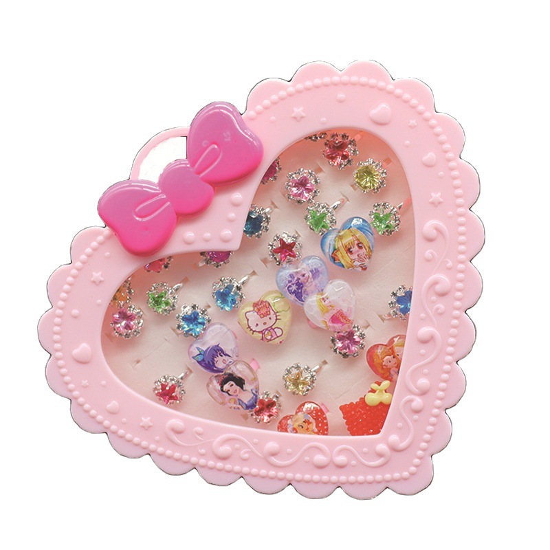 Wholesale Bow Tie Ring for Children 36 Pieces 24 Pieces 12 Pieces Ring Box Plastic New Materials in Stock