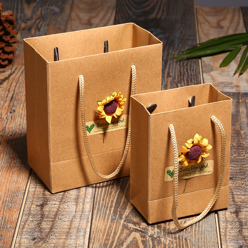 Factory Hot Sunflower Decals Jewelry Box Kraft Paper Necklace Box Ring Box Creative Carton Customized Wholesale