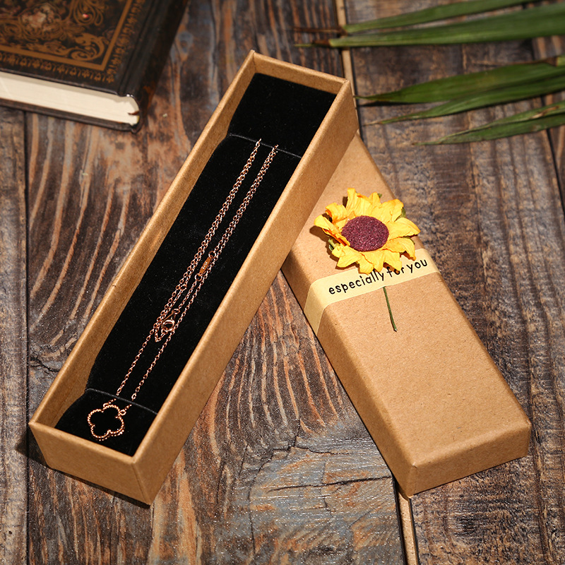 Factory Hot Sunflower Decals Jewelry Box Kraft Paper Necklace Box Ring Box Creative Carton Customized Wholesale Factory Hot Sunflower Decals Jewelry Box Kraft Paper Necklace Box Ring Box Creative Carton Customized Wholesale
