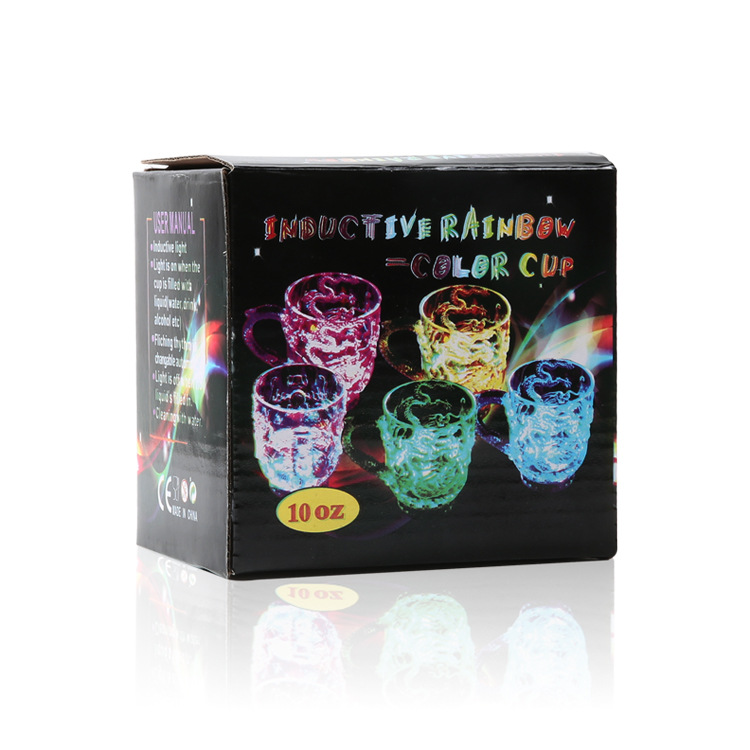 Luminous Cup Light up with Water LED Flash Cup Colorful Induction Luminous Cup Gift New Dragon-Pattern Cup