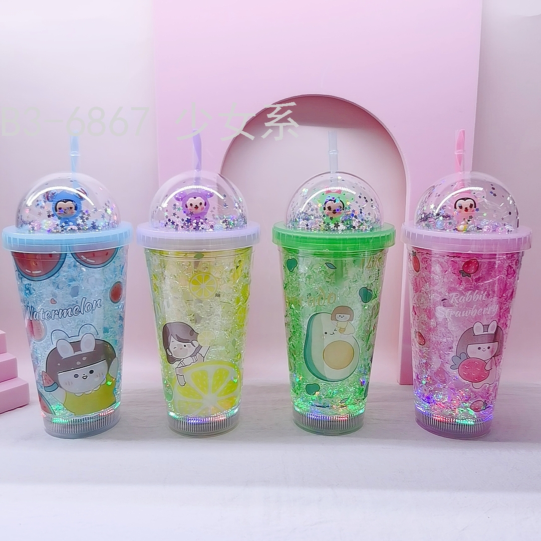 Water Cup Cup Bottom with Light Original Design Girl Ice Cup Luminous Luminous Cup Spot Stock