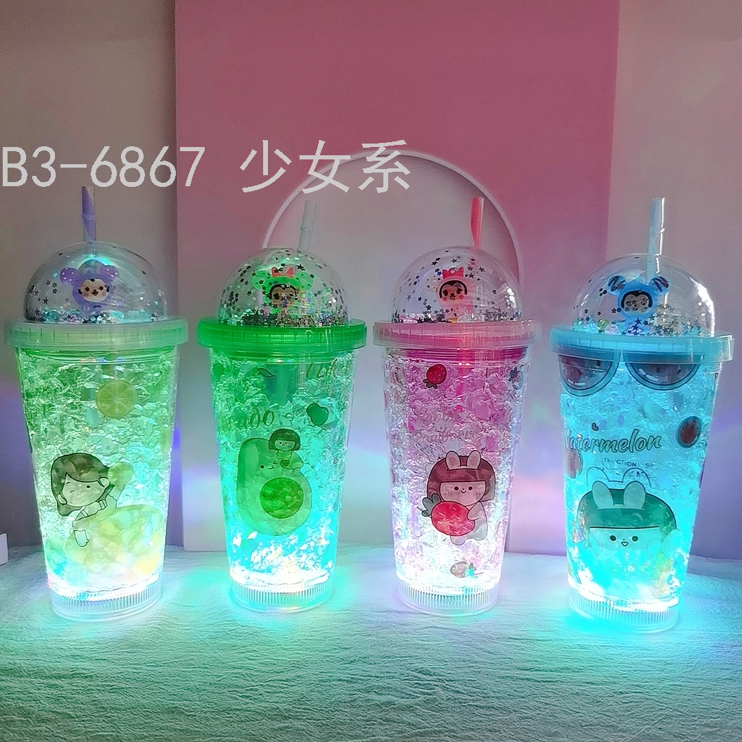 Water Cup Cup Bottom with Light Original Design Girl Ice Cup Luminous Luminous Cup Spot Stock