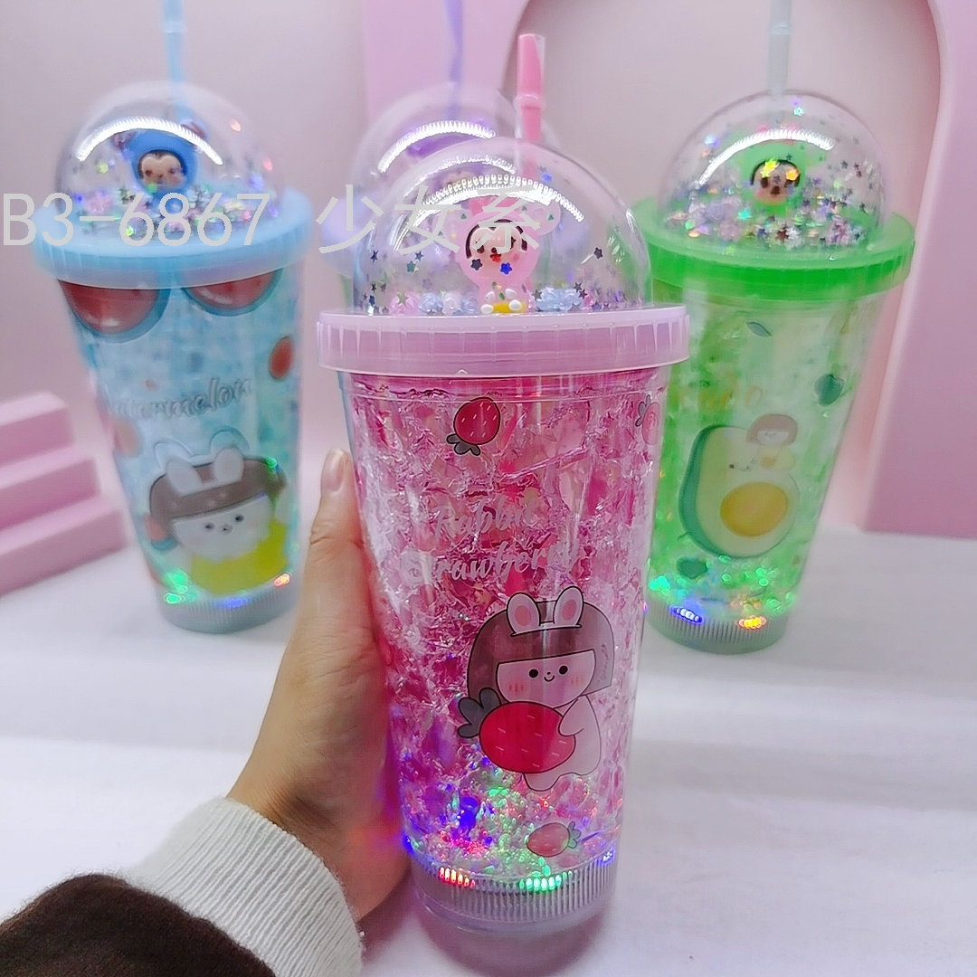 Water Cup Cup Bottom with Light Original Design Girl Ice Cup Luminous Luminous Cup Spot Stock