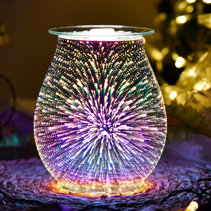 Glass Electric Aromatherapy Lamp Fireworks Aromatherapy Candle Glass Ultrasonic Aroma Diffuser Air Fresh and Deodorant