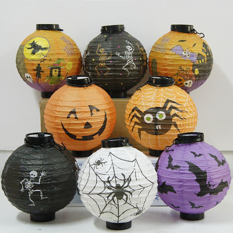 Decoration Halloween Pumpkin Lantern LED Battery Box Lantern Party Bar Decorative Paper Lantern Outlet Paper Lantern