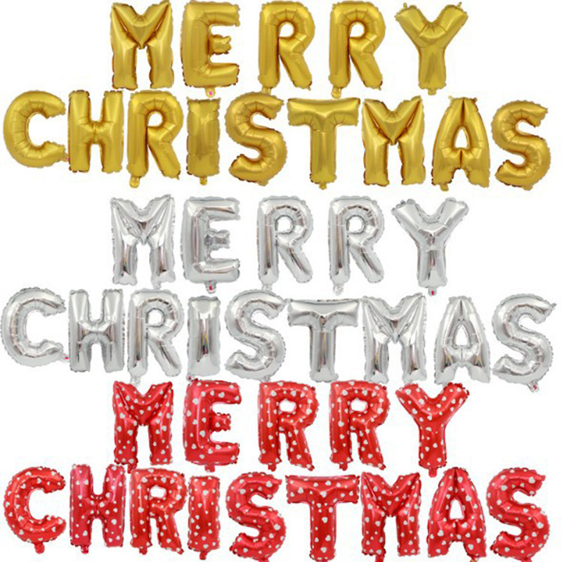 Merry Christmas MerryChristmas Letters Aluminum Foil Balloon Set Christmas Bar Christmas Decorating Ball