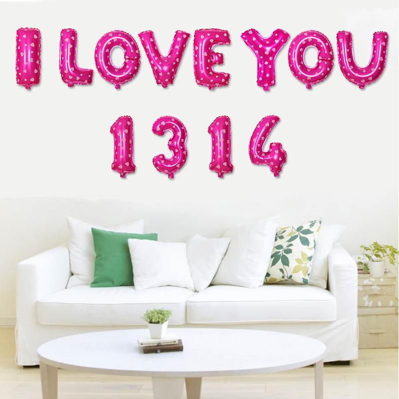 Scene layout proposal decoration rose red English letters aluminum film balloon set ILOVEYOU1314 Scene layout proposal decoration rose red English letters aluminum film balloon set ILOVEYOU1314