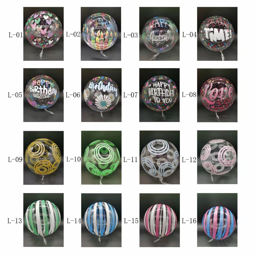 New 20-Inch Transparent Printing Bounce Ball Luminous Balloon Printing Color Spanish Letters Birthday Bounce Ball