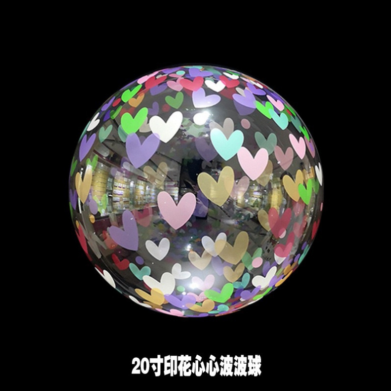New 20-Inch Transparent Printing Bounce Ball Luminous Balloon Printing Color Spanish Letters Birthday Bounce Ball