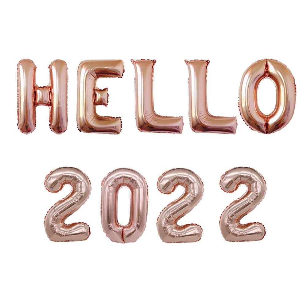 Cross-Border Hello 2022 Numbers Letters Aluminum Foil Balloon Set New Year's Day Christmas Party Decoration