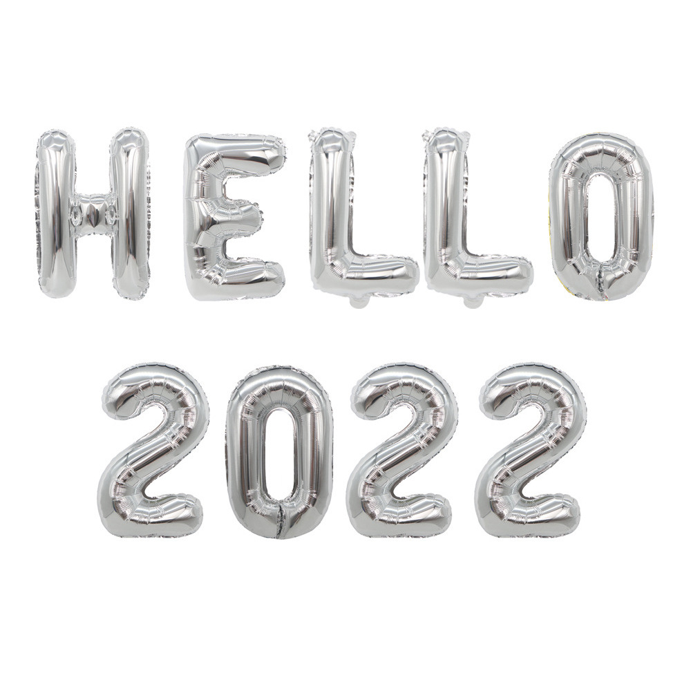 Cross-Border Hello 2022 Numbers Letters Aluminum Foil Balloon Set New Year's Day Christmas Party Decoration