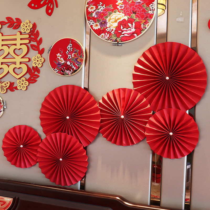 Wedding Room Decoration Wedding Background Wall New House Female Party Creative Trending Package Wedding Fan