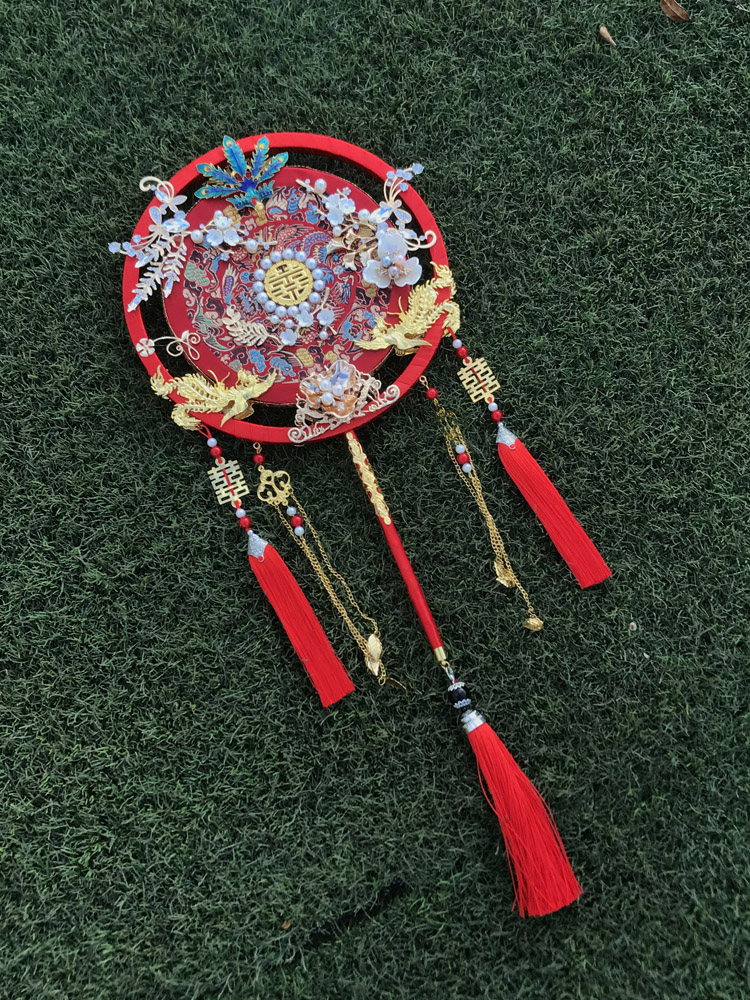 Wedding Fan  Chinese Style French Flower Wedding Wedding Fan Double-Sided Ancient Style Chinese Finished Dance
