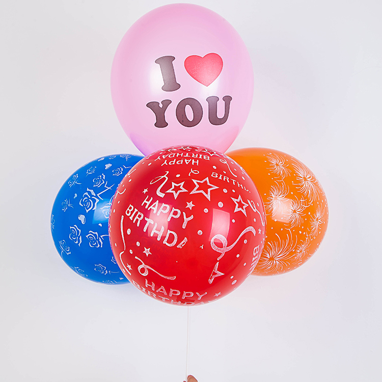 Two-color balloon 12 drams I LOVEYOU heart-shaped print Balloon Large and thick