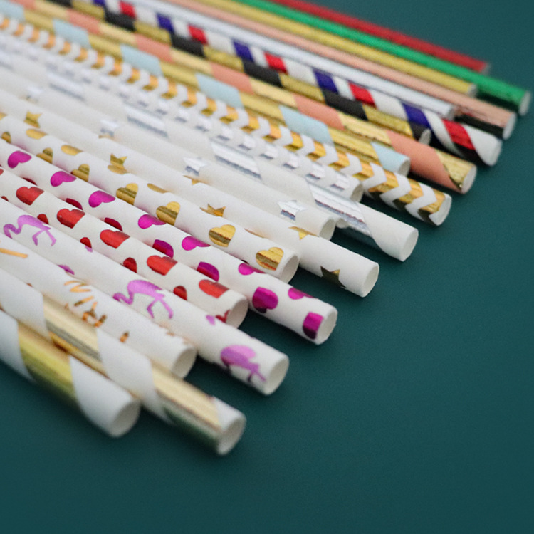 Paper Sucker New Disposable Degradable Full Gold Color Bronzing Stripe Dot Beard Straw Paper Sucker New Disposable Degradable Full Gold Color Bronzing Stripe Dot Beard Straw