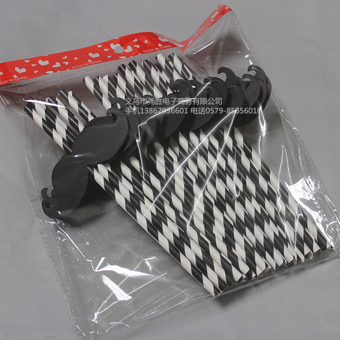 Creative beard props straight straw paper straw funny beard festive supplies 25 pieces