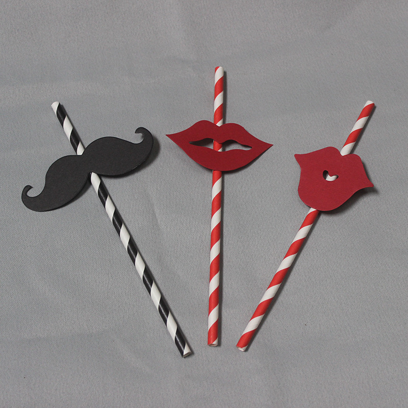 Creative beard props straight straw paper straw funny beard festive supplies 25 pieces