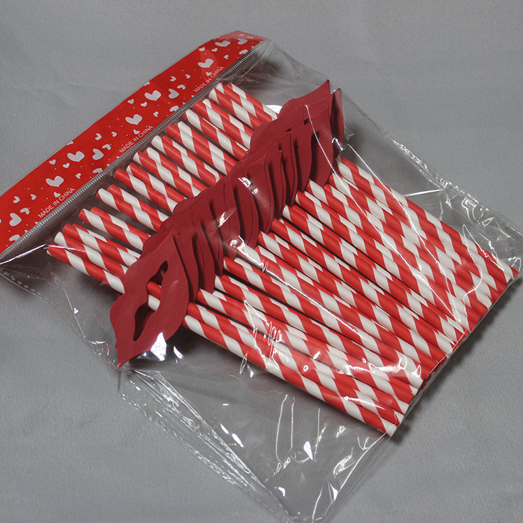 Creative beard props straight straw paper straw funny beard festive supplies 25 pieces
