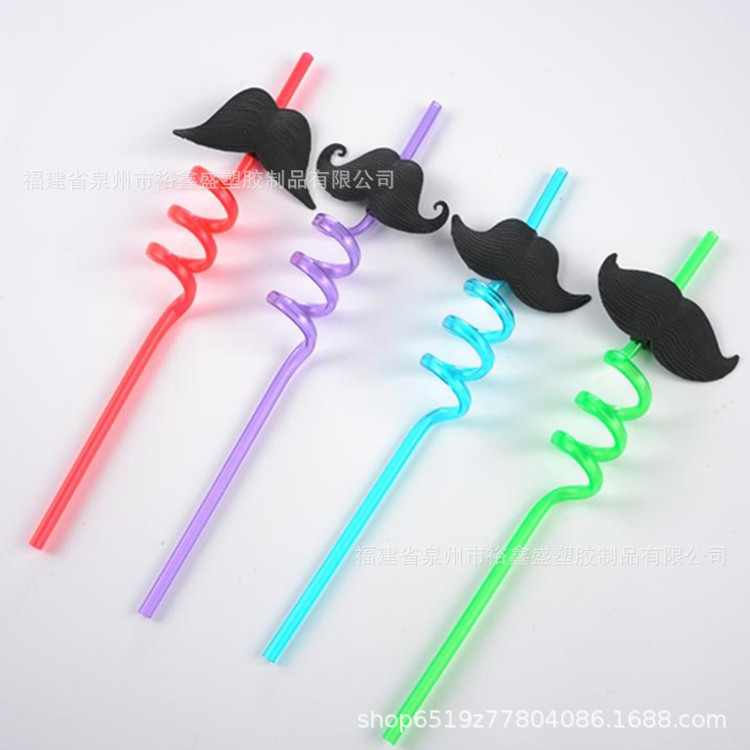 Beard Thread Shaped Straw, PETG, PVC Straw Beard Straw