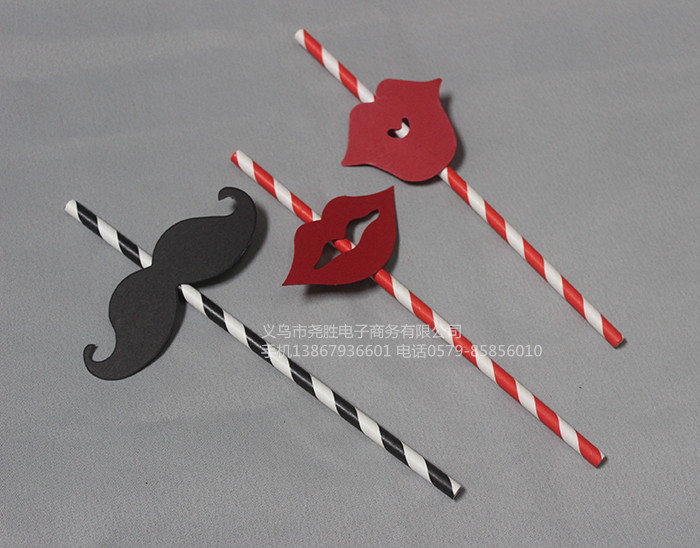 Creative Color Beard Props Straight Paper Straw Banquet Funny Beard Supplies
