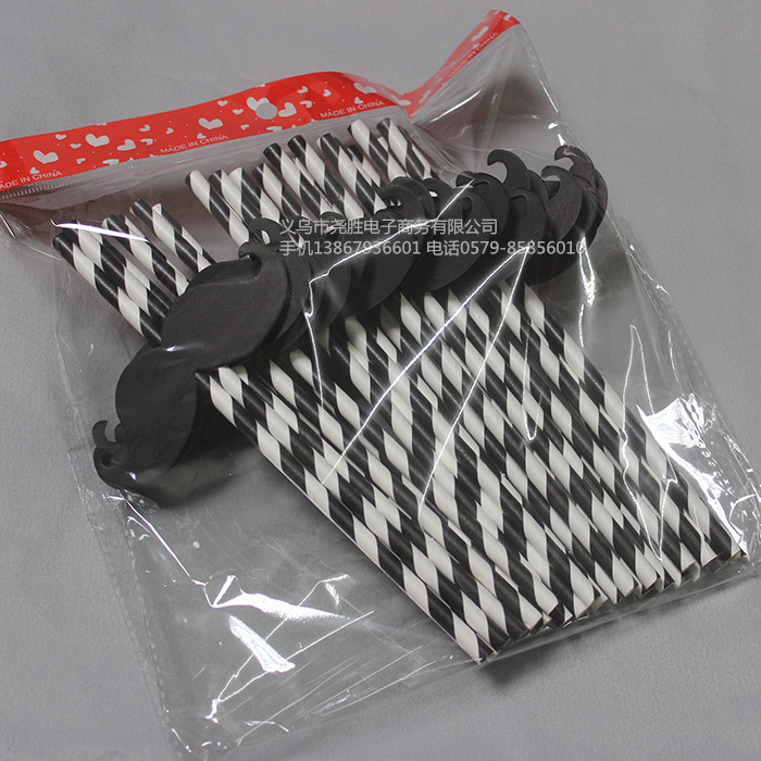 Creative Color Beard Props Straight Paper Straw Banquet Funny Beard Supplies