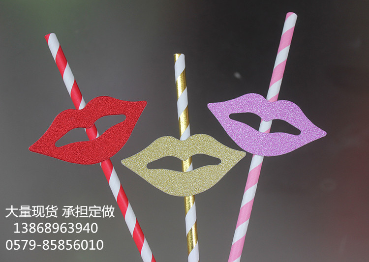 Creative Color Beard Props Straight Paper Straw Banquet Funny Beard Supplies