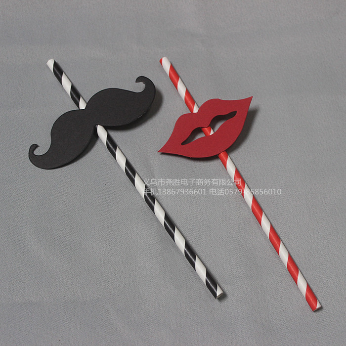 Creative Color Beard Props Straight Paper Straw Banquet Funny Beard Supplies