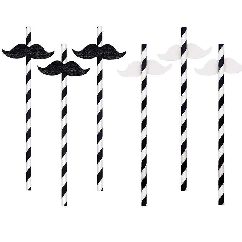 Beard Straw Halloween Carnival Party Gathering Ball Beard Lips Straw 6 Pack