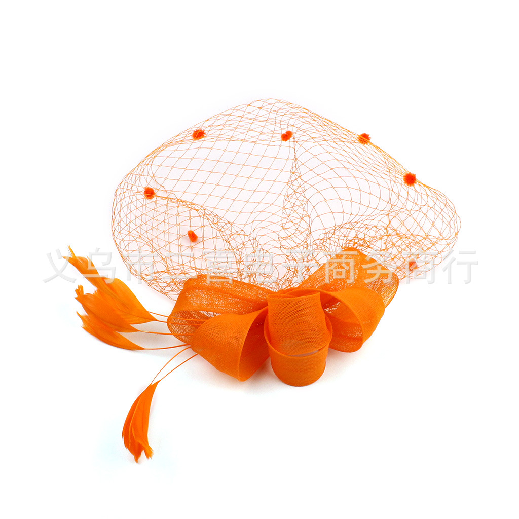 Hair Accessories Wedding Bow Top Hat Head Flower Photo Shoot Feather Cover Face Mesh Head Accessories Headdress Flowers
