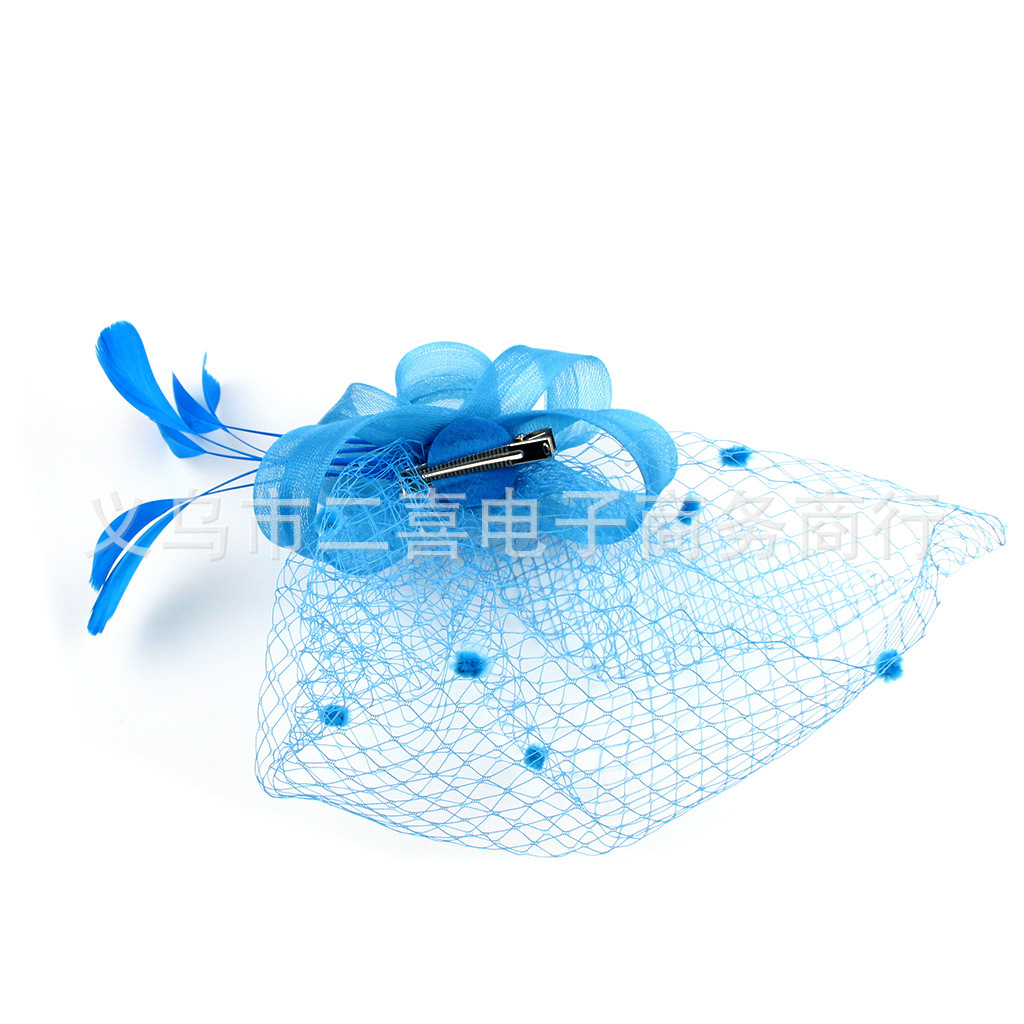Hair Accessories Wedding Bow Top Hat Head Flower Photo Shoot Feather Cover Face Mesh Head Accessories Headdress Flowers