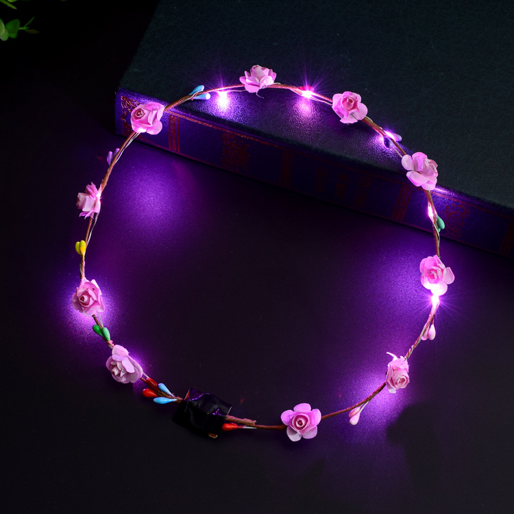 Ten Lights Ten Flowers Flash Luminous Garland Headdress Hair Hoop LED Lights Night Market Stall Hot Toys Children Ten Lights Ten Flowers Flash Luminous Garland Headdress Hair Hoop LED Lights Night Market Stall Hot Toys Children
