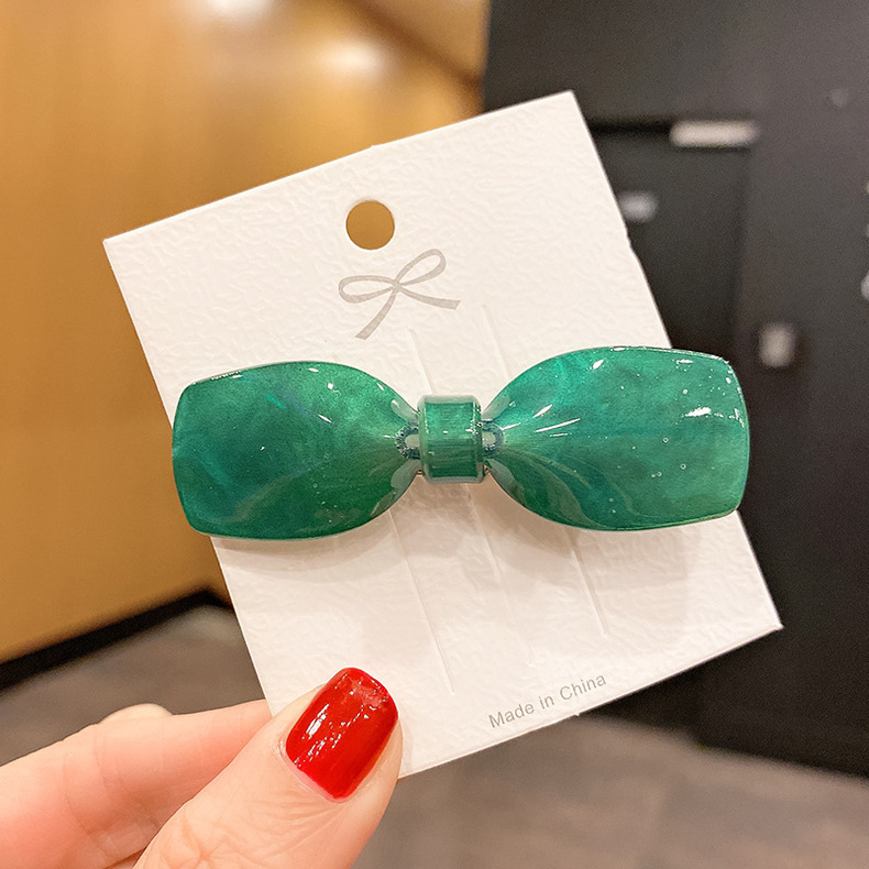 Hyuna Same Style Avocado Green Hairpin Headdress Cute Mori Style Student Colorful Bar Shaped Clip Simple Flowers