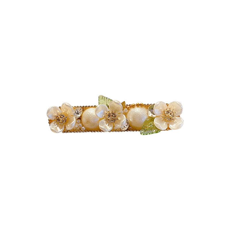 Side Spring Clip Hairpin Word Clip Internet Celebrity 2021new Flowers Folder Children&#039;s Headdress Pearl Hairpin