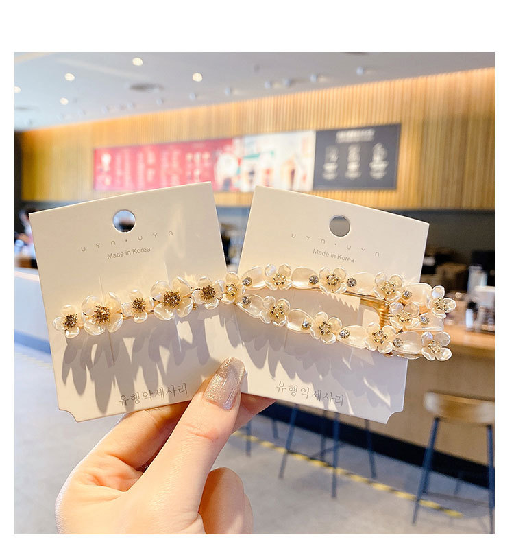 Side Spring Clip Hairpin Word Clip Internet Celebrity 2021new Flowers Folder Children's Headdress Pearl Hairpin