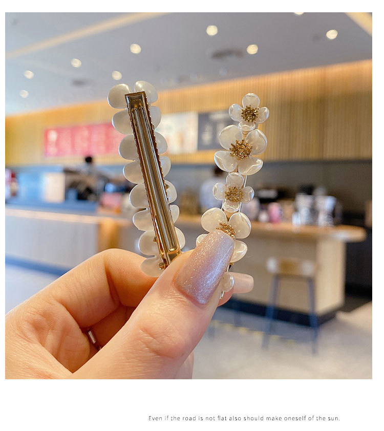 Side Spring Clip Hairpin Word Clip Internet Celebrity 2021new Flowers Folder Children's Headdress Pearl Hairpin