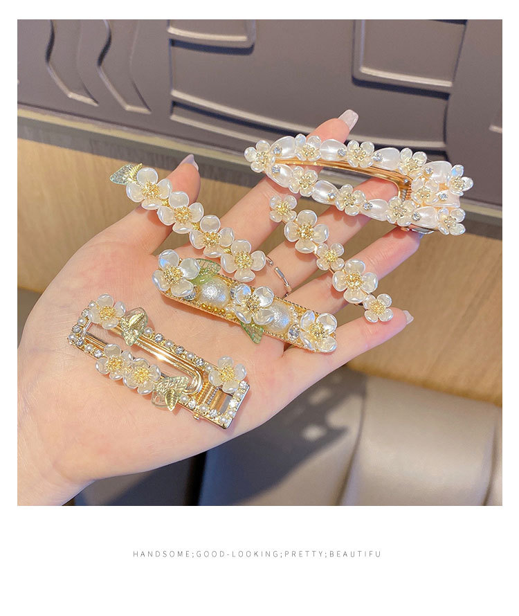 Side Spring Clip Hairpin Word Clip Internet Celebrity 2021new Flowers Folder Children's Headdress Pearl Hairpin