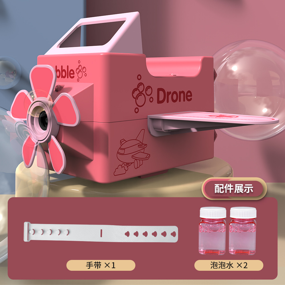 Tiktok Children&#039;s Electric Bubble Cartoon Aircraft Wrist Bubble Machine Automatic Bubble Blowing Toy with Music