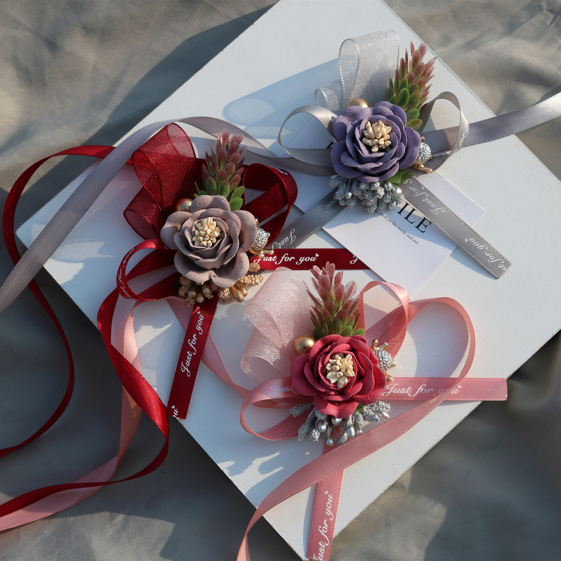 Handed Flower Wedding Couple Bride and Bridesmaid Sisters Group Chinese Rose Red Pink White Bracelet Wrist Flower Handed Flower Wedding Couple Bride and Bridesmaid Sisters Group Chinese Rose Red Pink White Bracelet Wrist Flower
