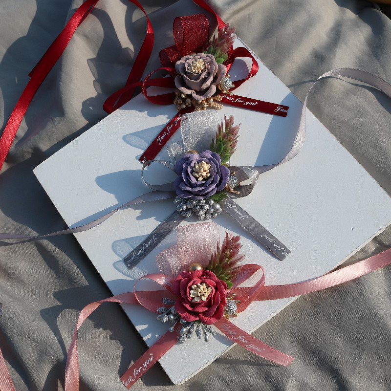 Handed Flower Wedding Couple Bride and Bridesmaid Sisters Group Chinese Rose Red Pink White Bracelet Wrist Flower Handed Flower Wedding Couple Bride and Bridesmaid Sisters Group Chinese Rose Red Pink White Bracelet Wrist Flower