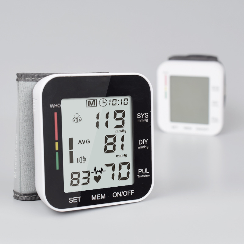 Rechargeable Electronic Sphygmomanometer Chinese and English Wrist Voice Measuring Instrument Gift Labeling Processing