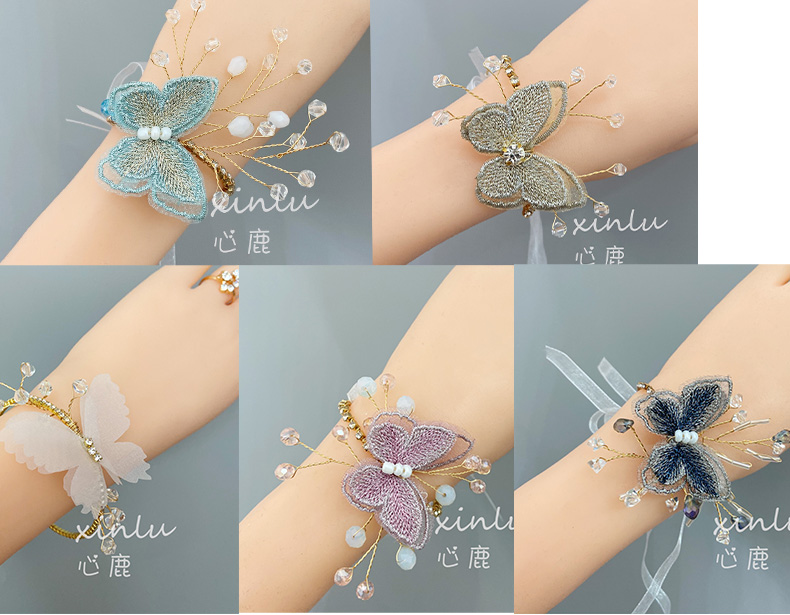  Bridesmaid Wrist Flower Sisters Group Bracelet Wrist Flower Dance Handed Flower Crystal Flower Wedding Wrist Flowers