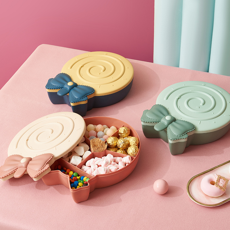 Children&#039;s Cute Candy Box Plastic Compartment with Lid Nut Box Creative Home Living Room Large Capacity Snack Box