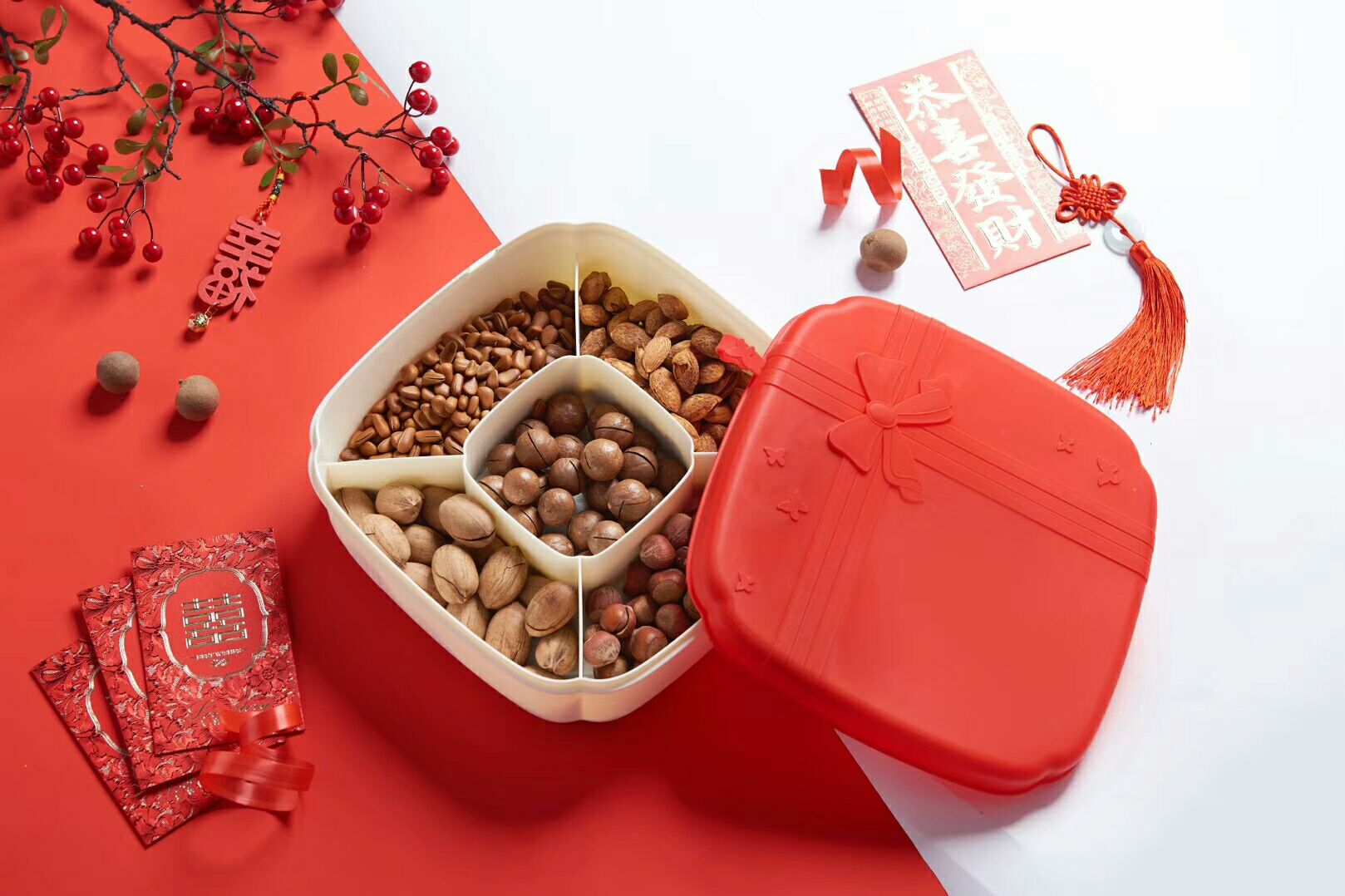 J06-6163-2 Multi-functional shell fruit box nut box candy box snack box