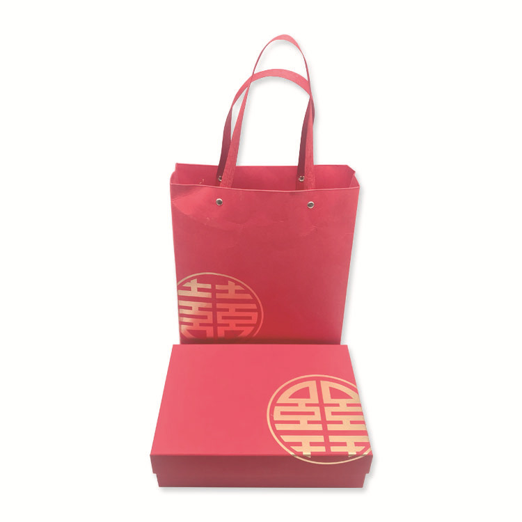 Double happiness gift box packaging festive gift box tote bag candy box creative gift box customized