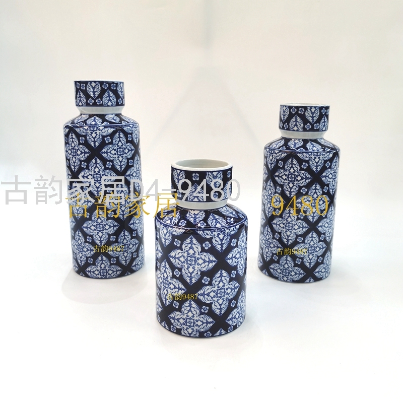 Guyun Factory Store Ceramic Crafts Decorative Flower Vase Blue and White Porcelain Candy Box Home Decoration Supplies